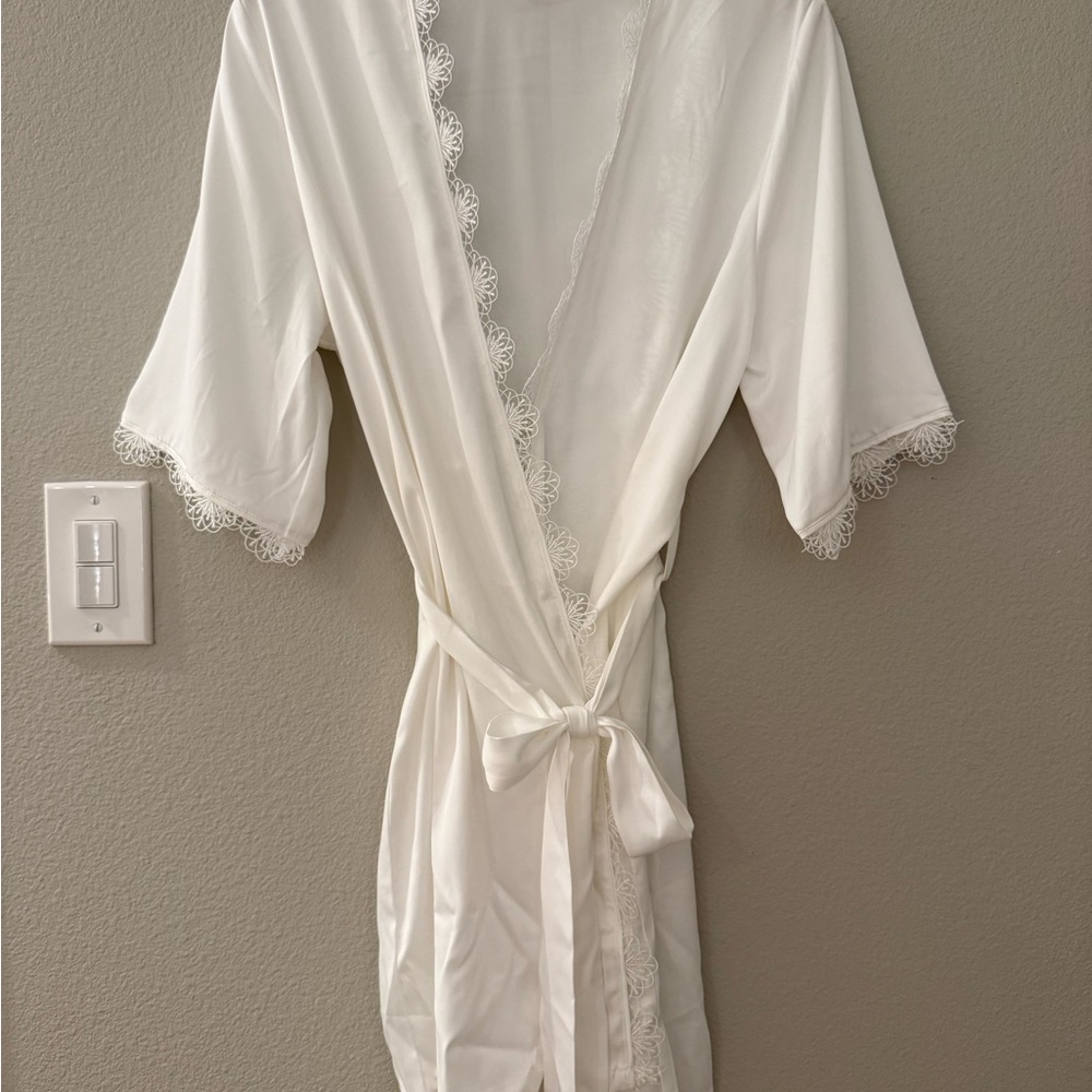 Whimsical White Lace-Edged Robe